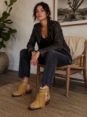 Junk Gypsy Open toe fringe ankle bootie Size 5.5